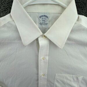 Brooks Brothers Button Up Shirt Long Sleeve White 16 34/35 Slim Fit Stretch Men